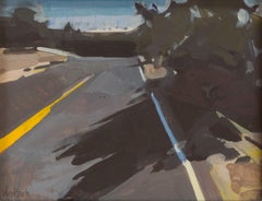 "Long Run" (2022), Original impressionistisches amerikanisches Stadtbild Enkaustik-Gemälde
