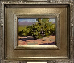 "Lungo sentiero" - Paesaggio impressionista e natura morta, pittura a olio su pannello