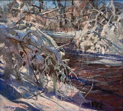 "Observing Change (Englewood, CO)" - Impressionist Landscape, Oil Painting