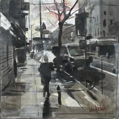 "Old Balance (Flatbush, Brooklyn) - Cityscape Watercolor Painting on Paper