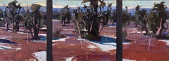 "Auf der Ranch" (2023), Original Südwestliche Landschaft, Ölgemälde