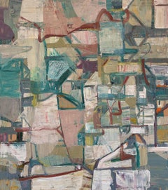 "Over Earth" - Abstract Expressionist Landscape, Oil Painting on Board