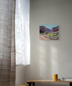 "Sage Blossom" (2019) Pittura ad olio originale su pannello di un paesaggio del sud-ovest