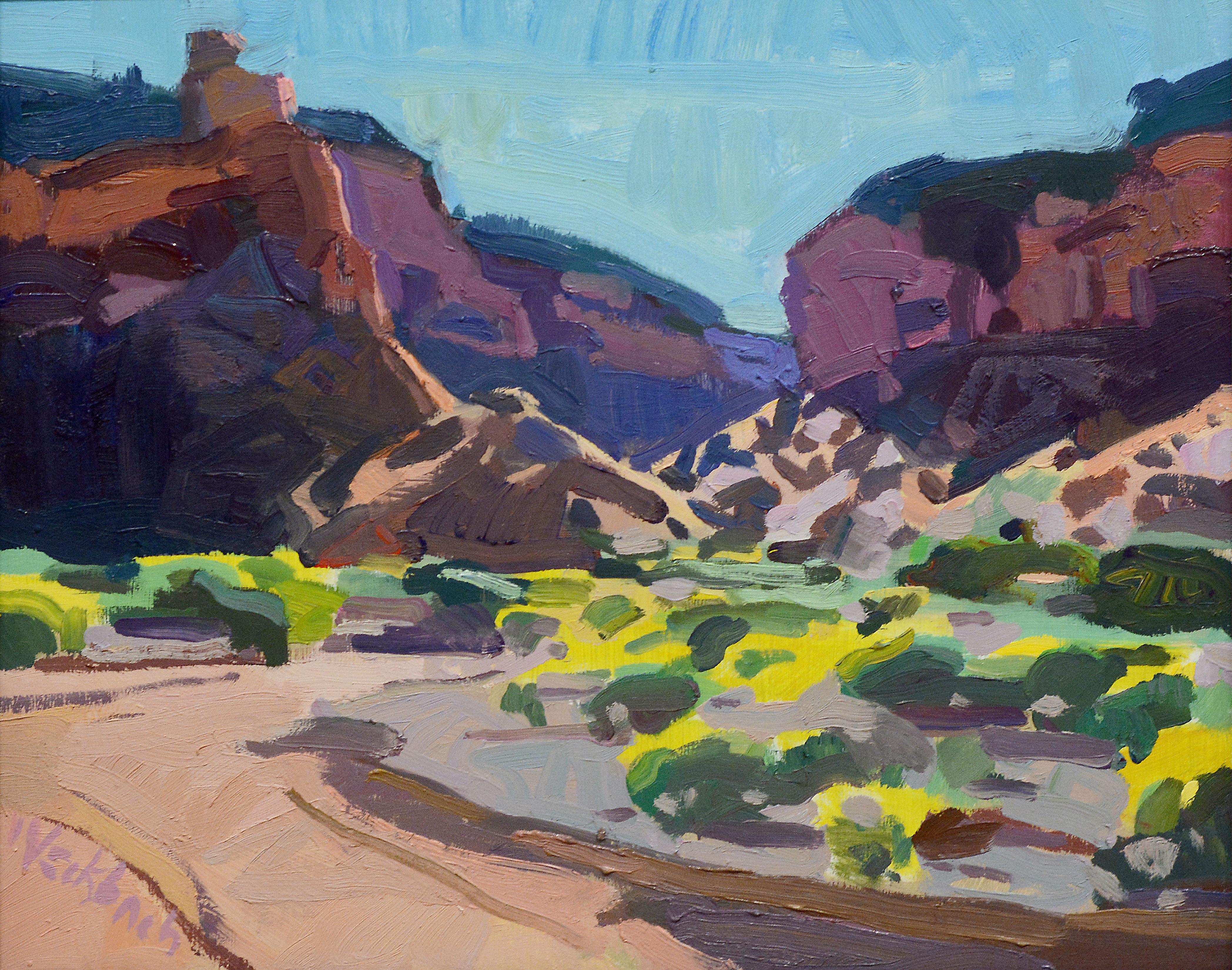 Hazel Z Weckbach Landscape Painting - "Sage Blossom" (2019) Original Southwestern Landscape Oil Painting on Panel