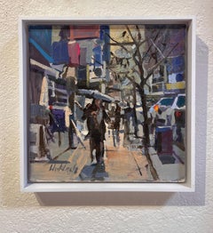 "Sun and Rain (Queens)" - Impressionist Cityscape, Oil Painting on Panel