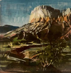 "Warm Light (Ghost Ranch)" - Impressionist Watercolor Painting on Paper