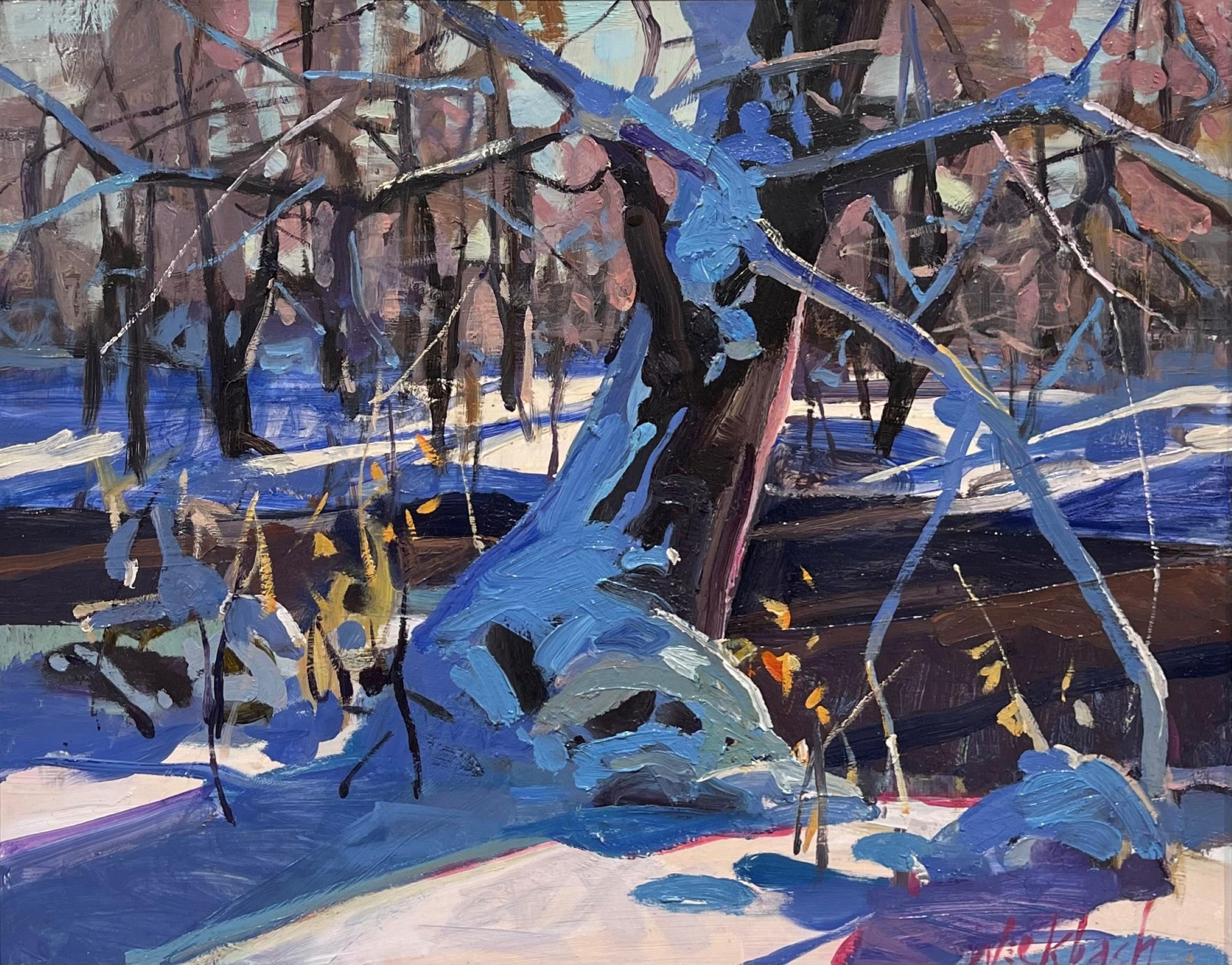 "Winter's Song" - Impressionist Winter Forest Landscape, Oil Painting