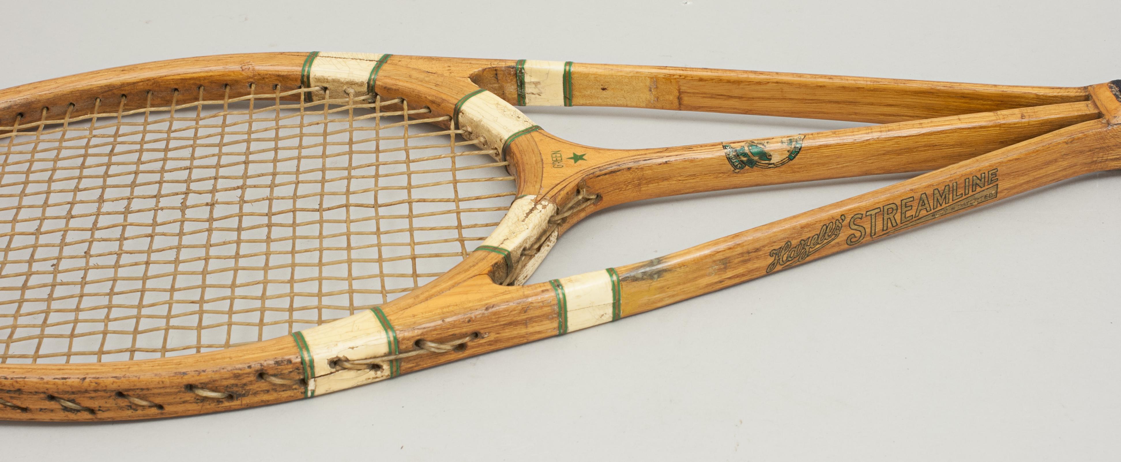 Mid-20th Century Hazell Streamline Tennis Racket, Green Star, Frank Donisthorpe