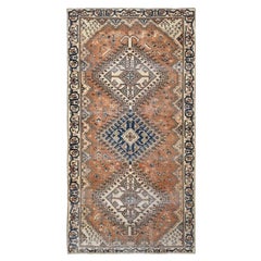 Hazelnussbraun, handgeknüpfter persischer Bakhtiar-Teppich aus Wolle im Used-Look