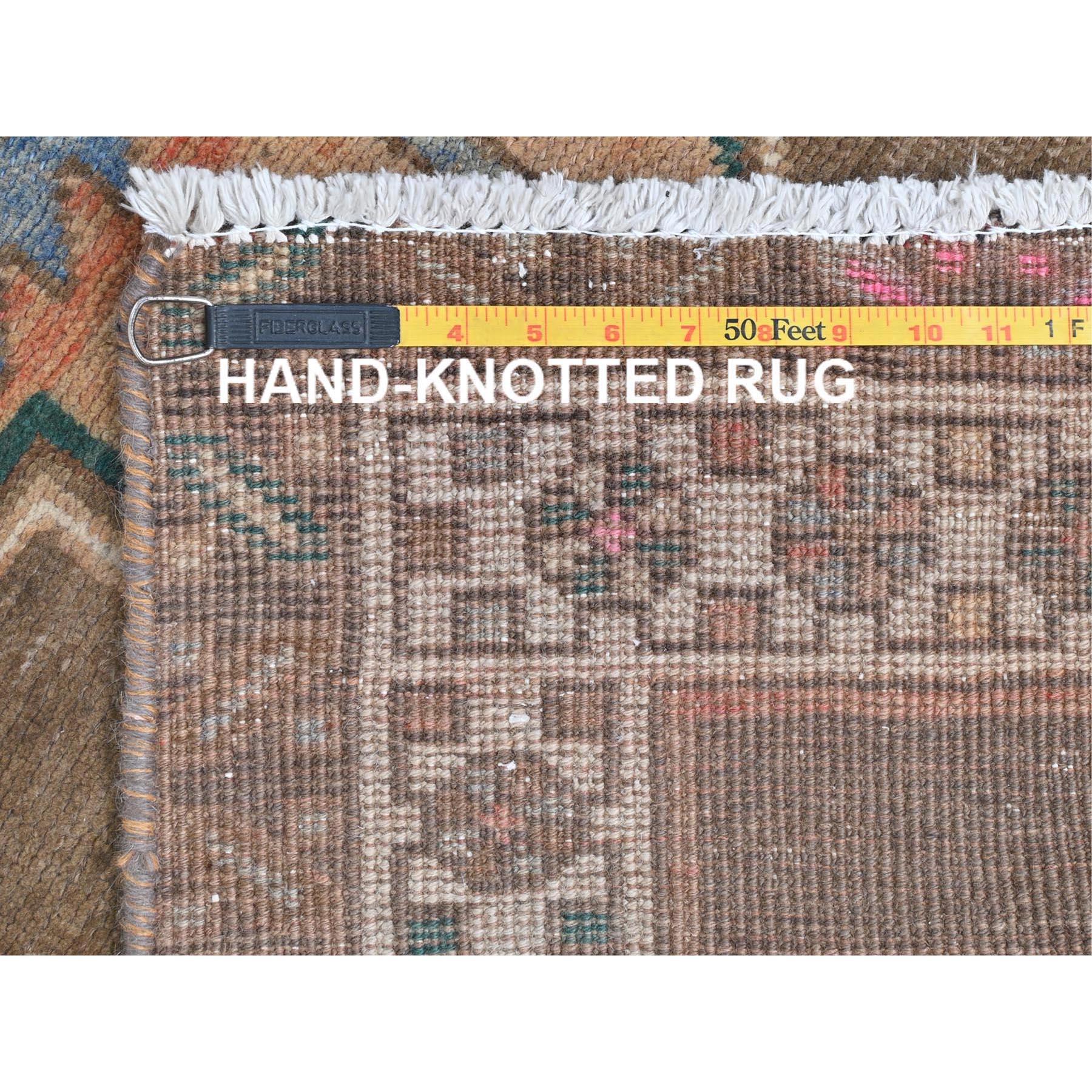 Hazelnut Brown Vintage Northwest Persian Distressed Hand Knotted Pure Wool Rug For Sale 1