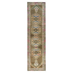Hazelnut Brown Vintage Northwest Persian Distressed Hand Knotted Pure Wool Rug