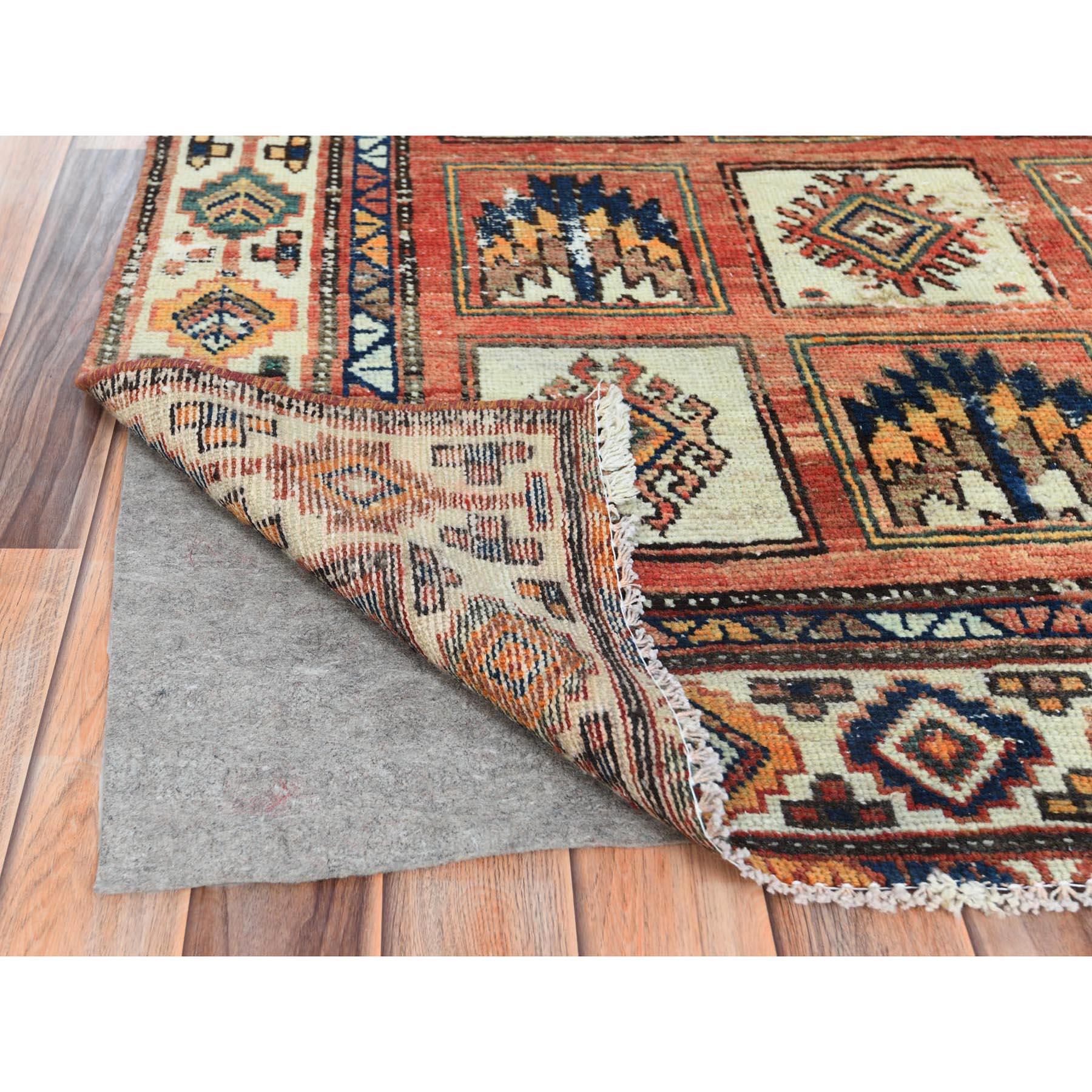 Medieval Hazelnut Brown, Vintage Persian Bakhtiar Distressed Worn Wool Hand Knotted Rug For Sale