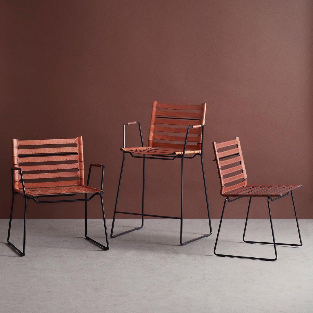Post-Modern Hazelnut Strap Bar Chair by Ox Denmarq For Sale