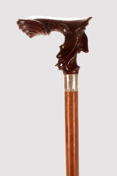 Hazelnut wood and silver walking stick, by Franz Karl Delavilla, Austria 1915