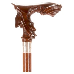 Hazelnut wood and silver walking stick, by Franz Karl Delavilla, Austria 1915