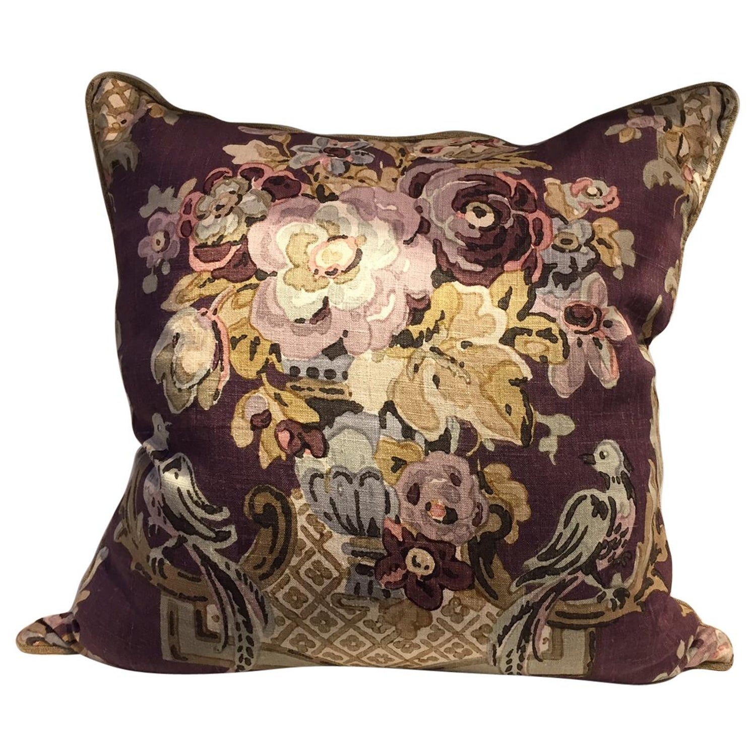 Hand Block Printed Decorative Cushion By Hazelton House Rose Carol