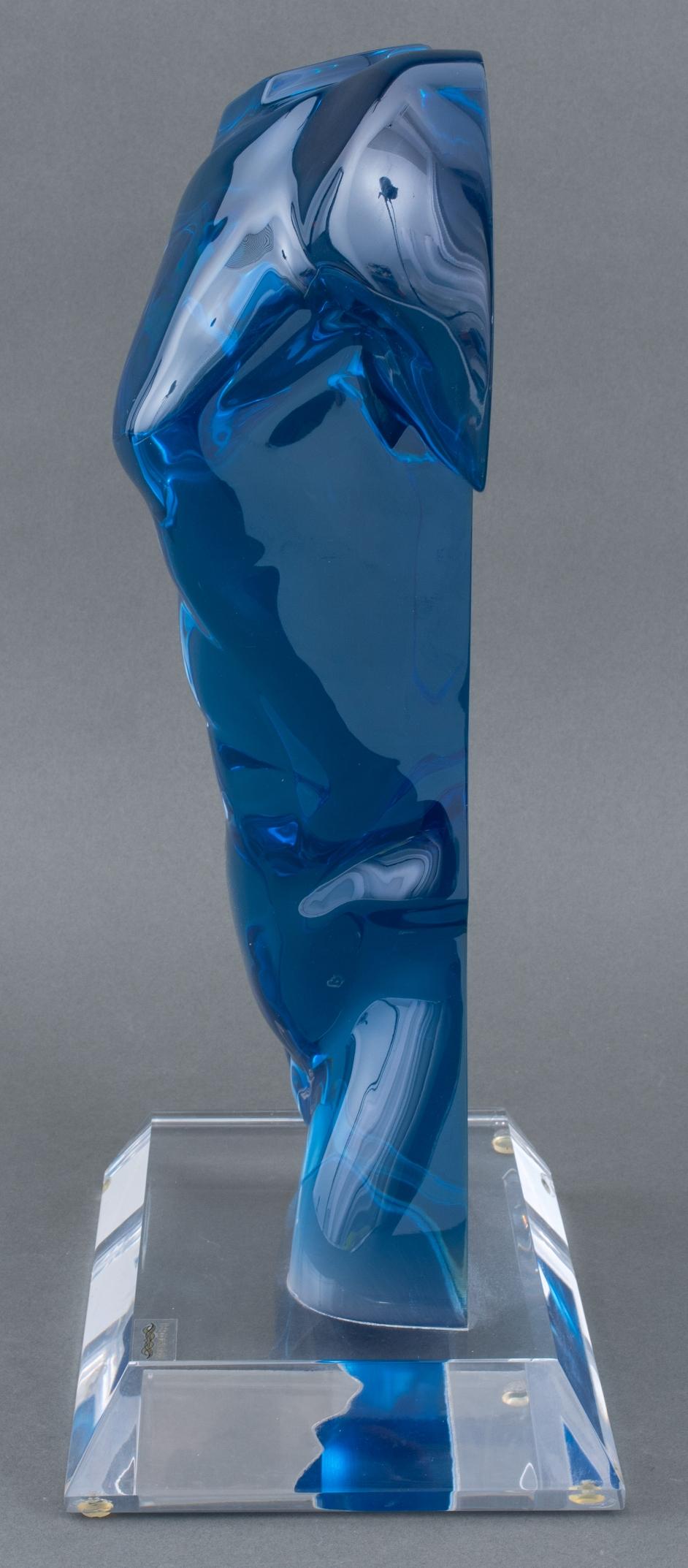 Haziza Blue Male Nude Lucite Sculpture In Excellent Condition In New York, NY