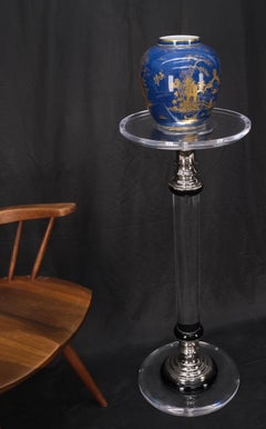 Table d'appoint Haziza à piédestal rond en lucite transparente mi-siècle moderne