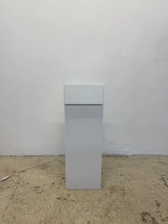 Haziza Illuminated and Motorized Rotating White Lucite Pedestal Table