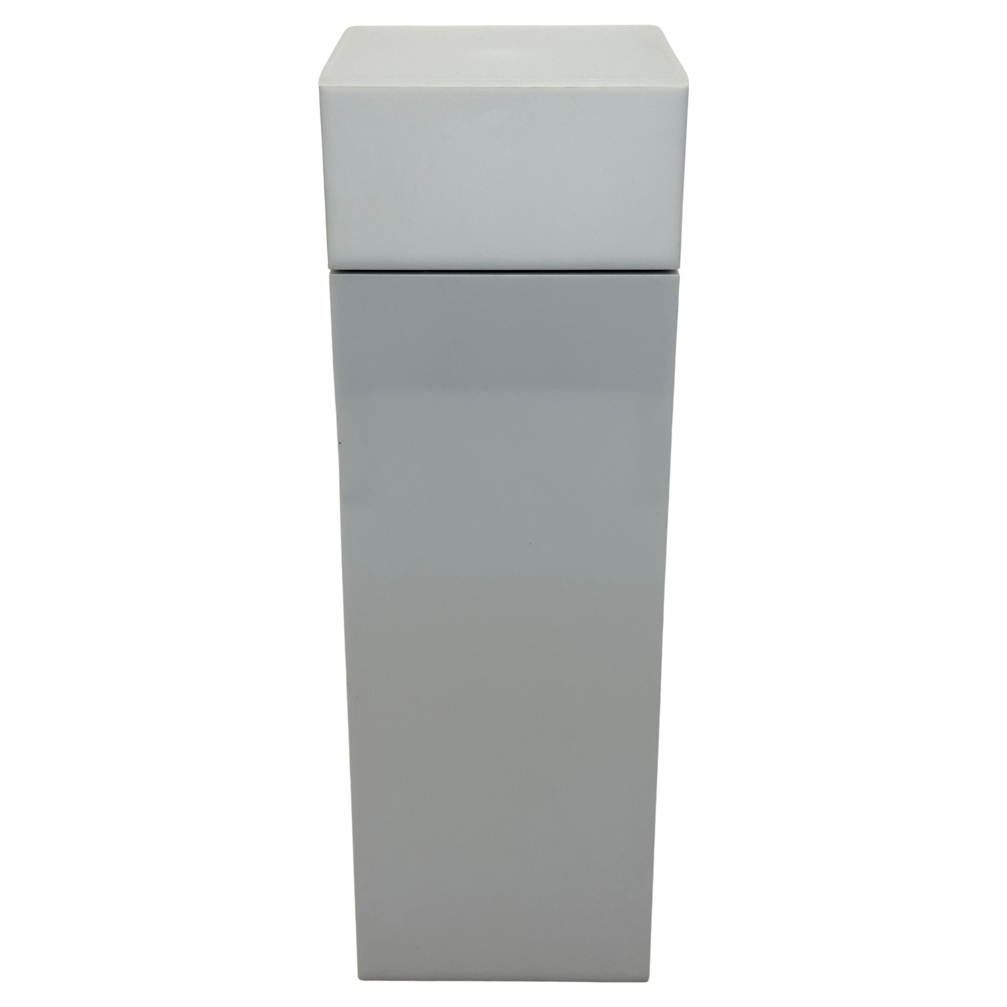 Haziza Illuminated and Motorized Rotating White Lucite Pedestal Table For Sale