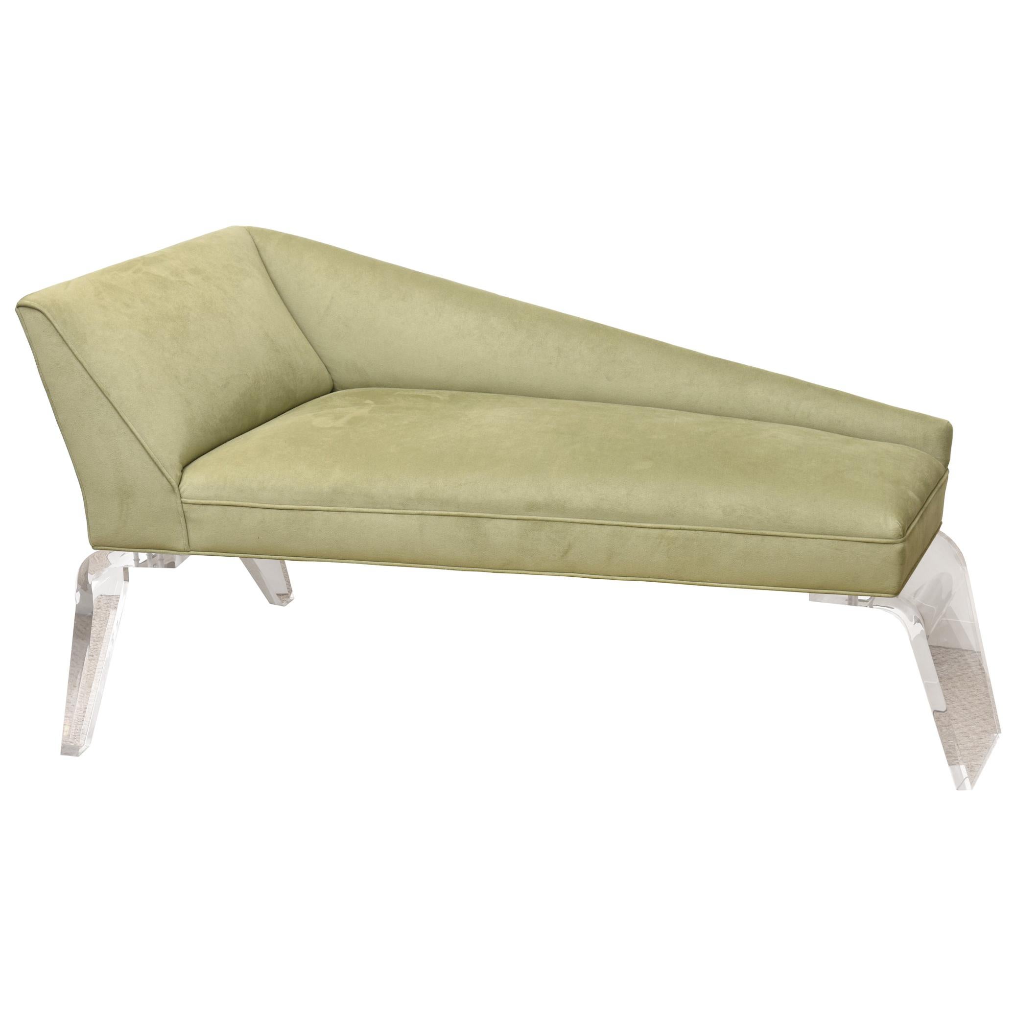 Haziza Lucite and Upholstered Sculptural Chaise Lounge Or Settee