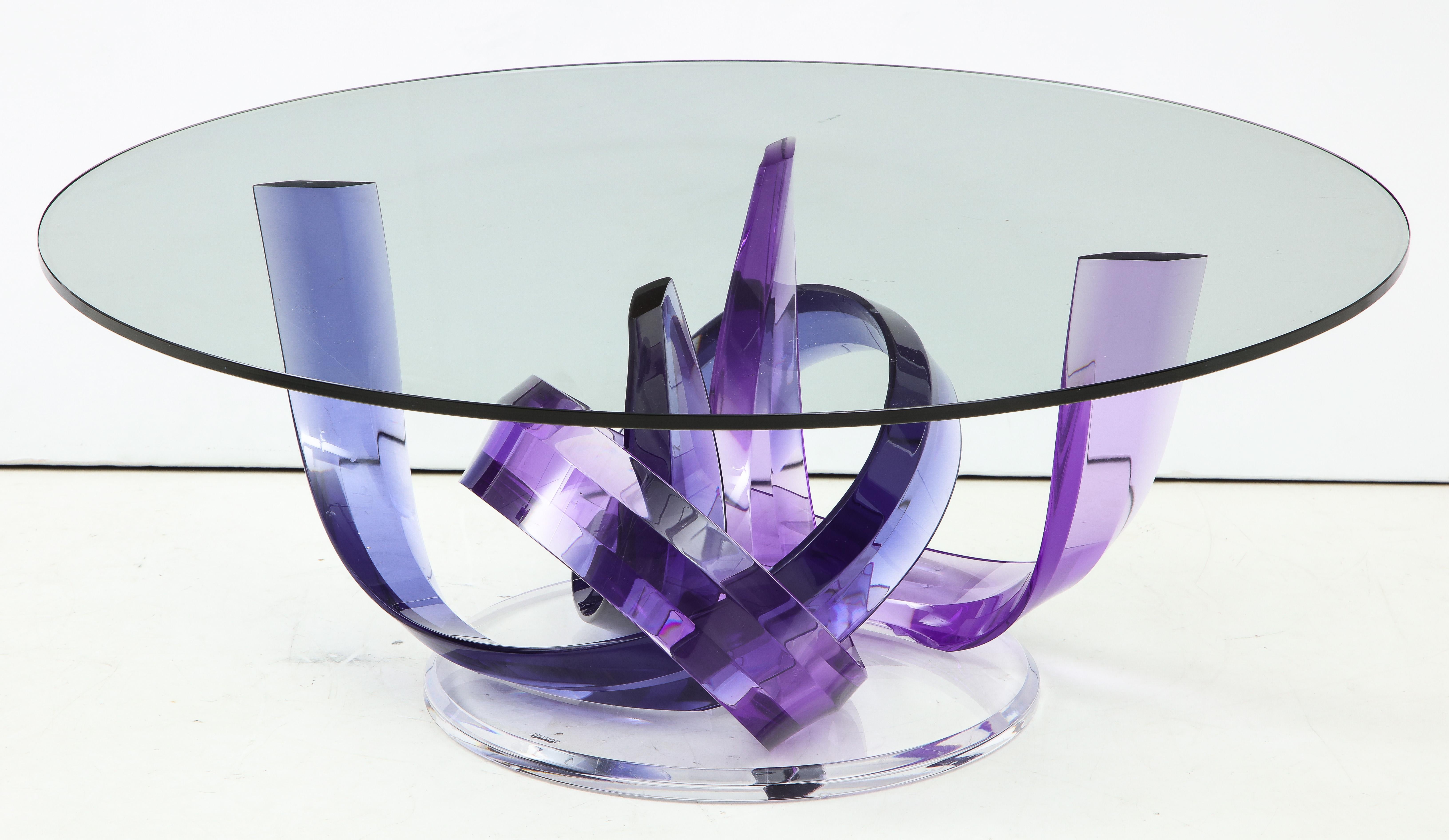 purple glass coffee table
