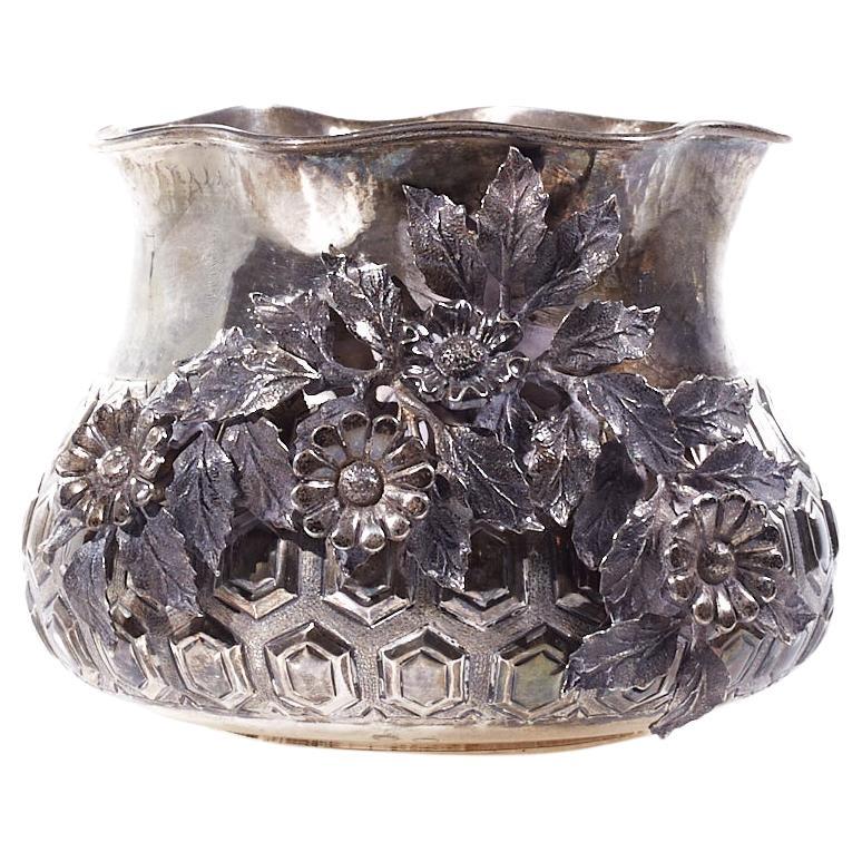 Hazorfim Sterling Silver 925 Floral Bowl For Sale