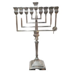 Antique Hazorfim Sterling Silver Menorah