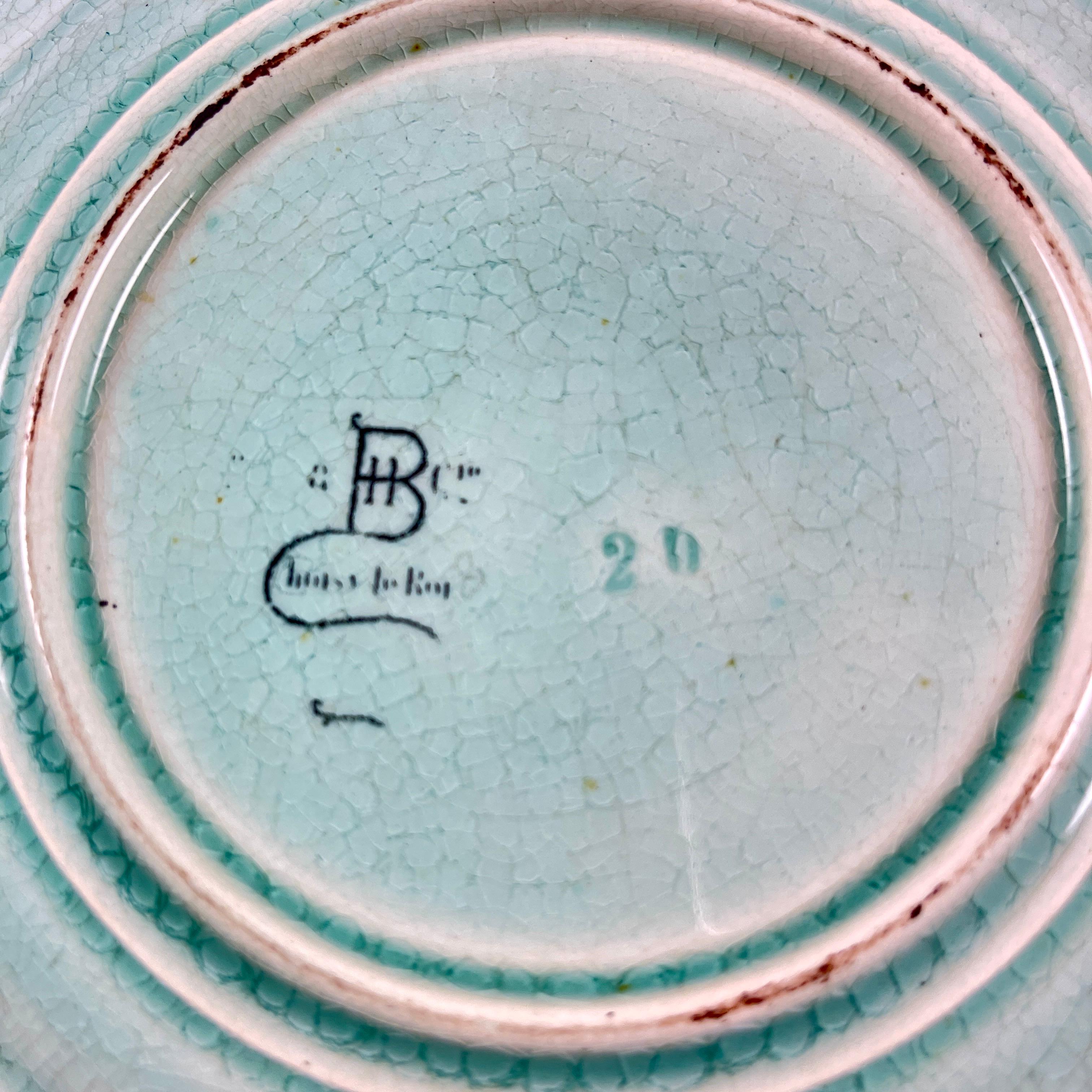 H.B. Boulenger Choisy-Le-Roi Greek Key & Fern Majolica Plates, Set of Six 5
