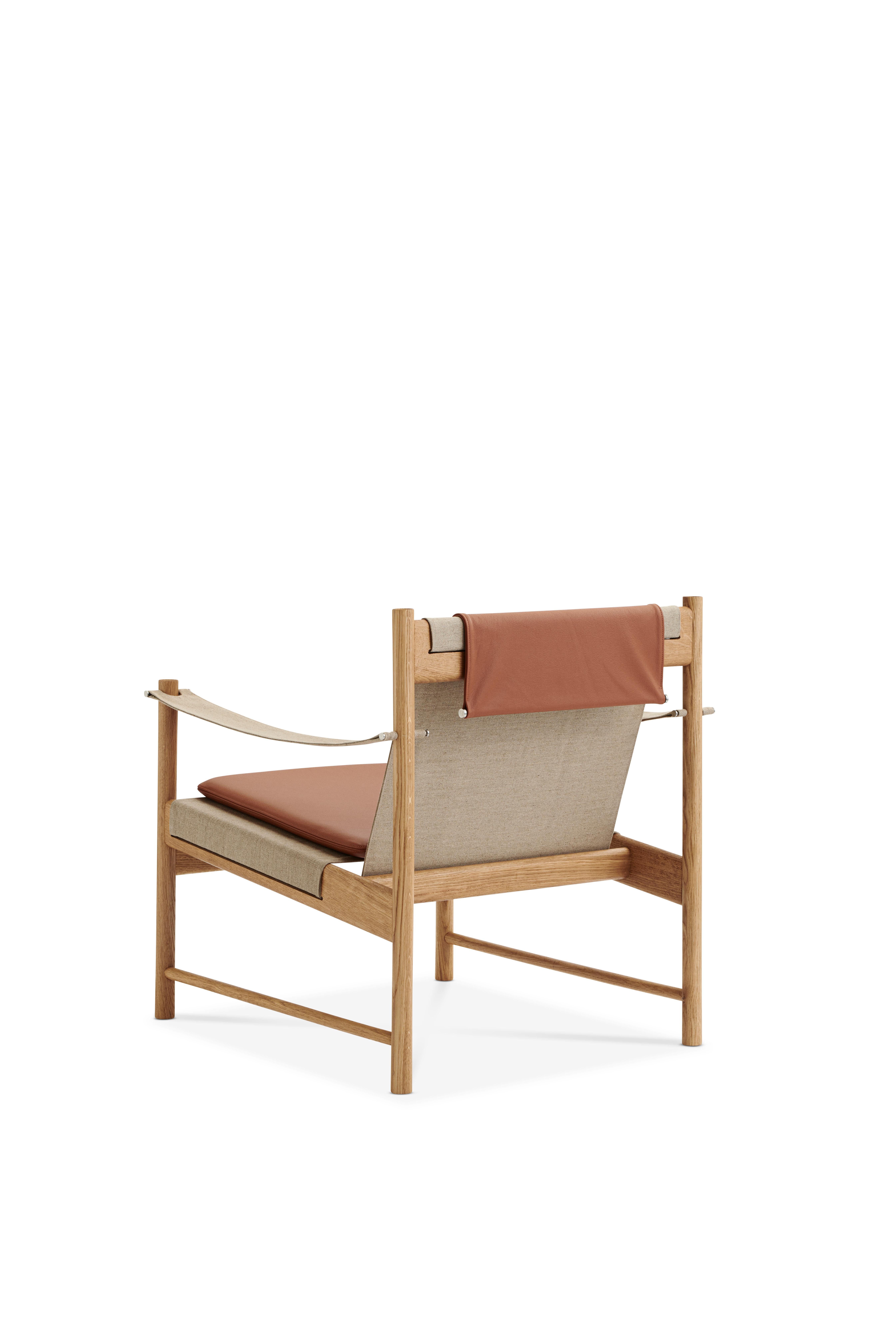 HB Lounge Chair in Geölte Eiche/ Brandy Leder von Hans Bølling für Brdr-Kruger (Minimalistisch) im Angebot