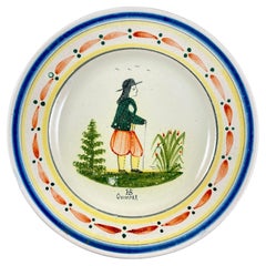 HB Quimper Grand Maison Breton Garçon Plate, circa 1910