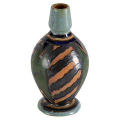 HB Quimper Odetta, Vase with Diagonal Striped Pattern, France, Circa 1920