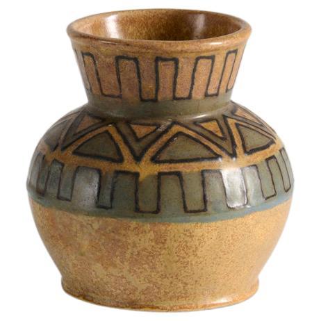 HB Quimper Odetta, Vase with Geometric Motif, France, Circa 1920