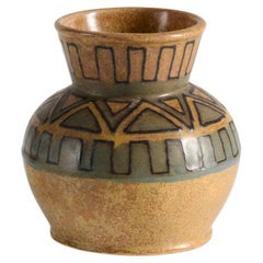HB Quimper Odetta, Vase with Geometric Motif, France, Circa 1920
