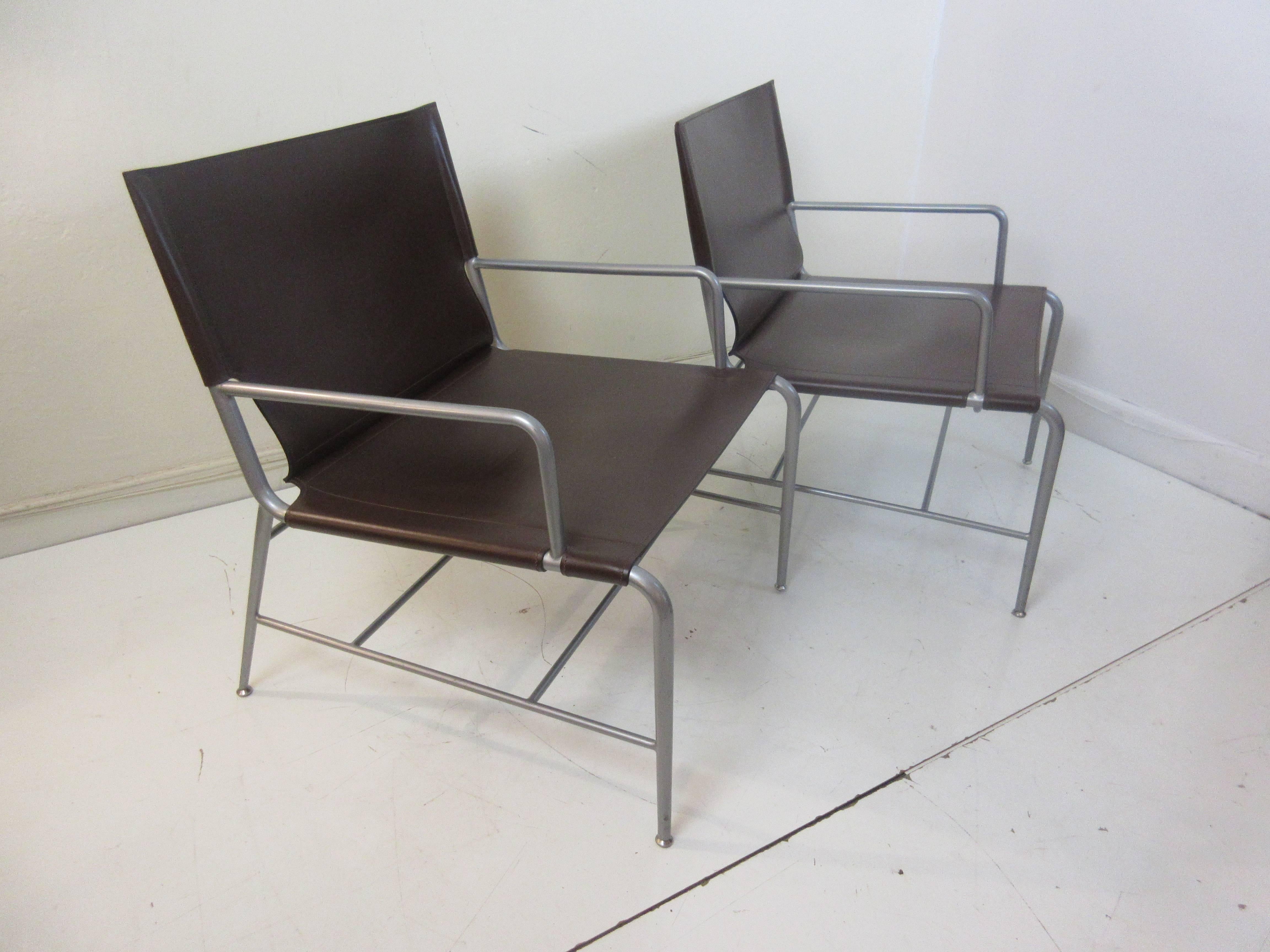 HBF Hickory Business Furniture Acht-Lounge-Stühle aus Leder und Stahl 2
