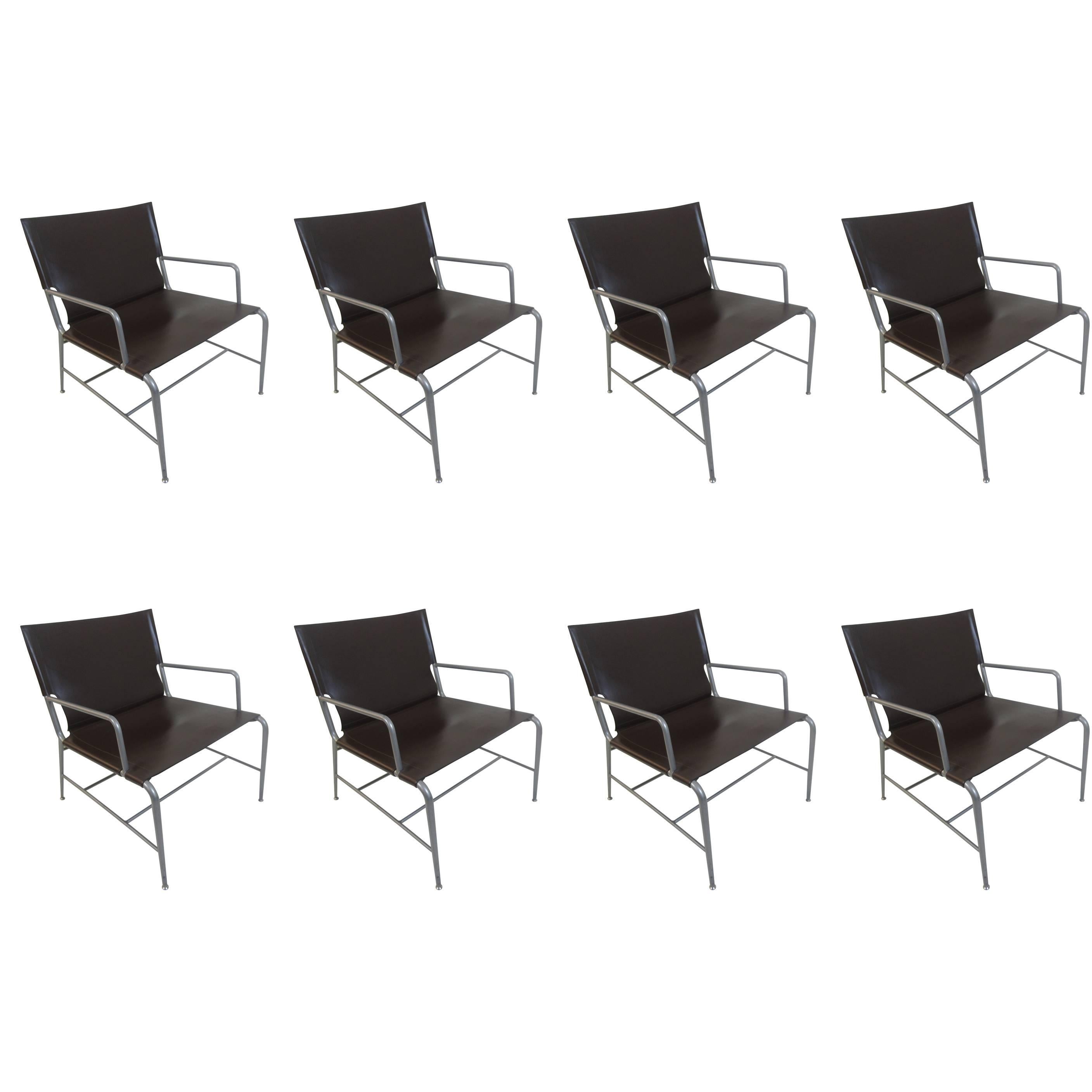HBF Hickory Business Furniture Acht-Lounge-Stühle aus Leder und Stahl