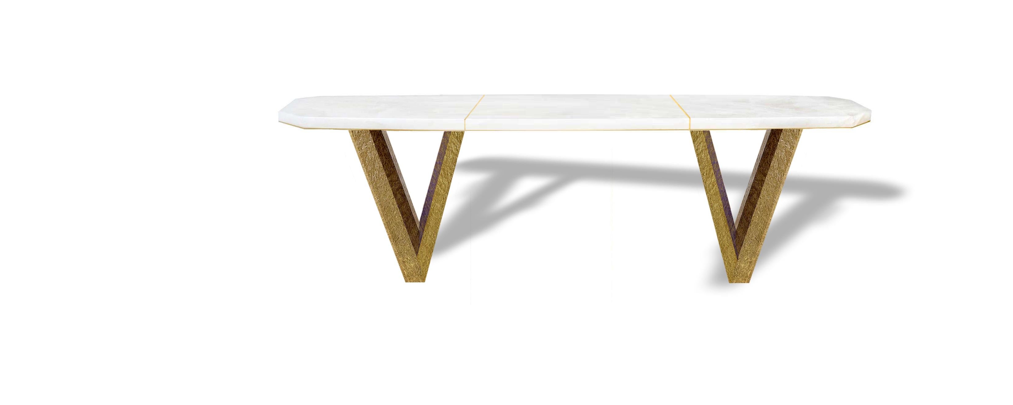 Contemporary HBV Rock Crystal Console Table For Sale