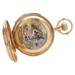 HC 18 Karat Yellow Gold Erotic Minute Repeater Pocket Watch