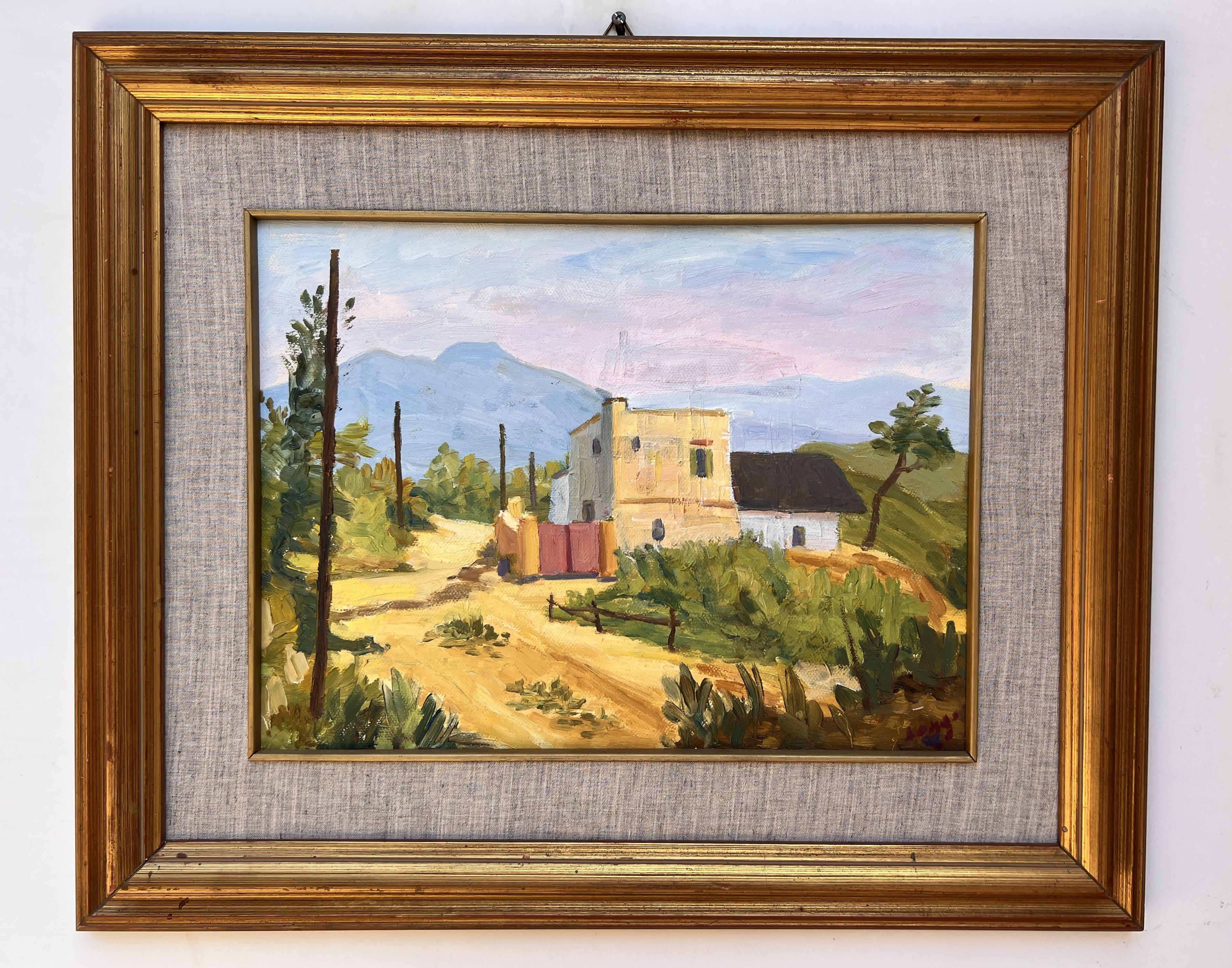 This is an original oil painting on canvas by  HC Longo, depicting a lovely landscape with the house. Italian School. 

Nicely framed. The painting and the frame are in good condition.

Signed in the lower-right corner. 

Dimensions (frame): 23” W x