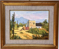 HC Longo, école italienne, paysage campagnard avec maison, peinture à l'huile sur toile