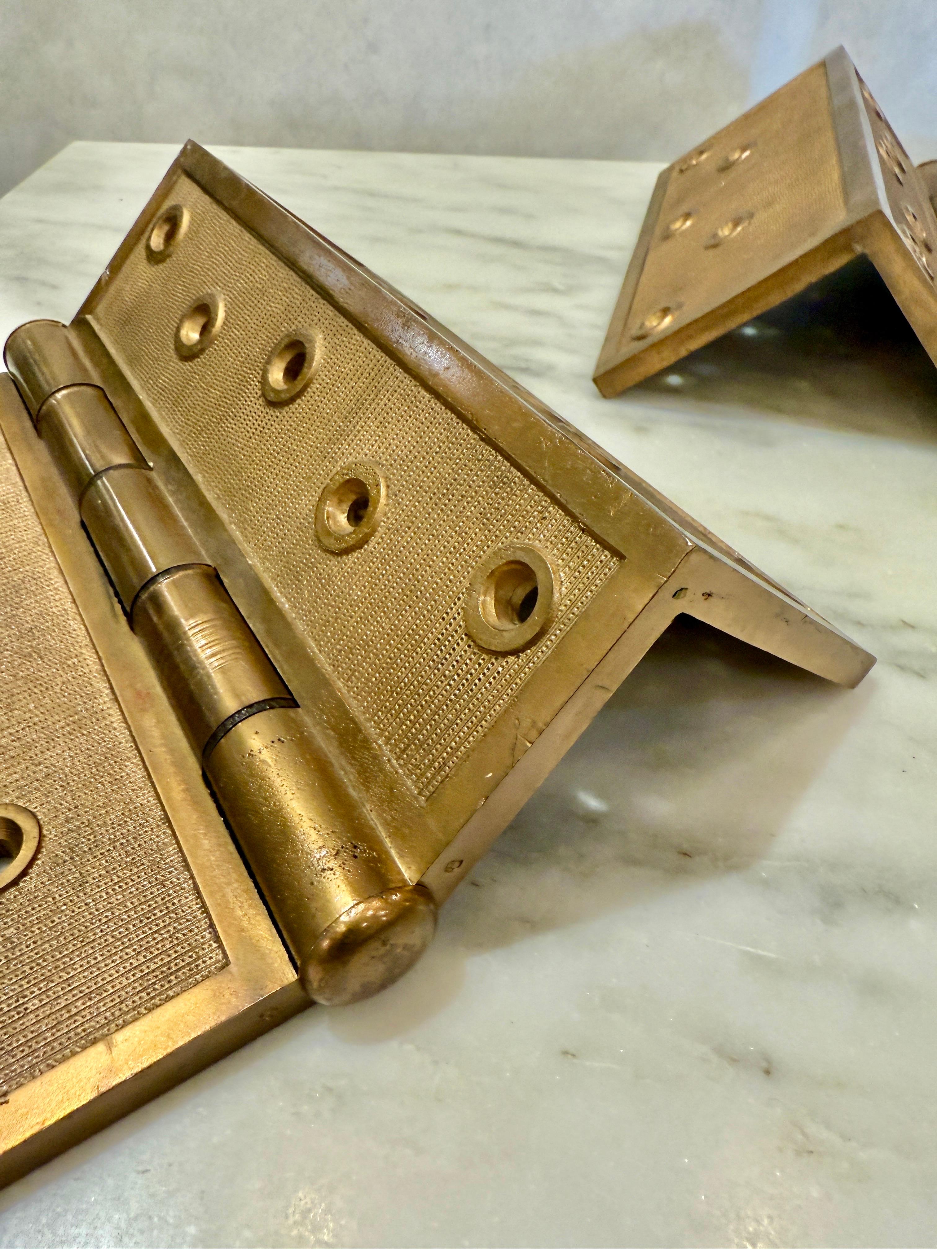 American H&D Mfg. Co. 1877 Pair of Heavy Bronze Door Corner Hinges For Sale