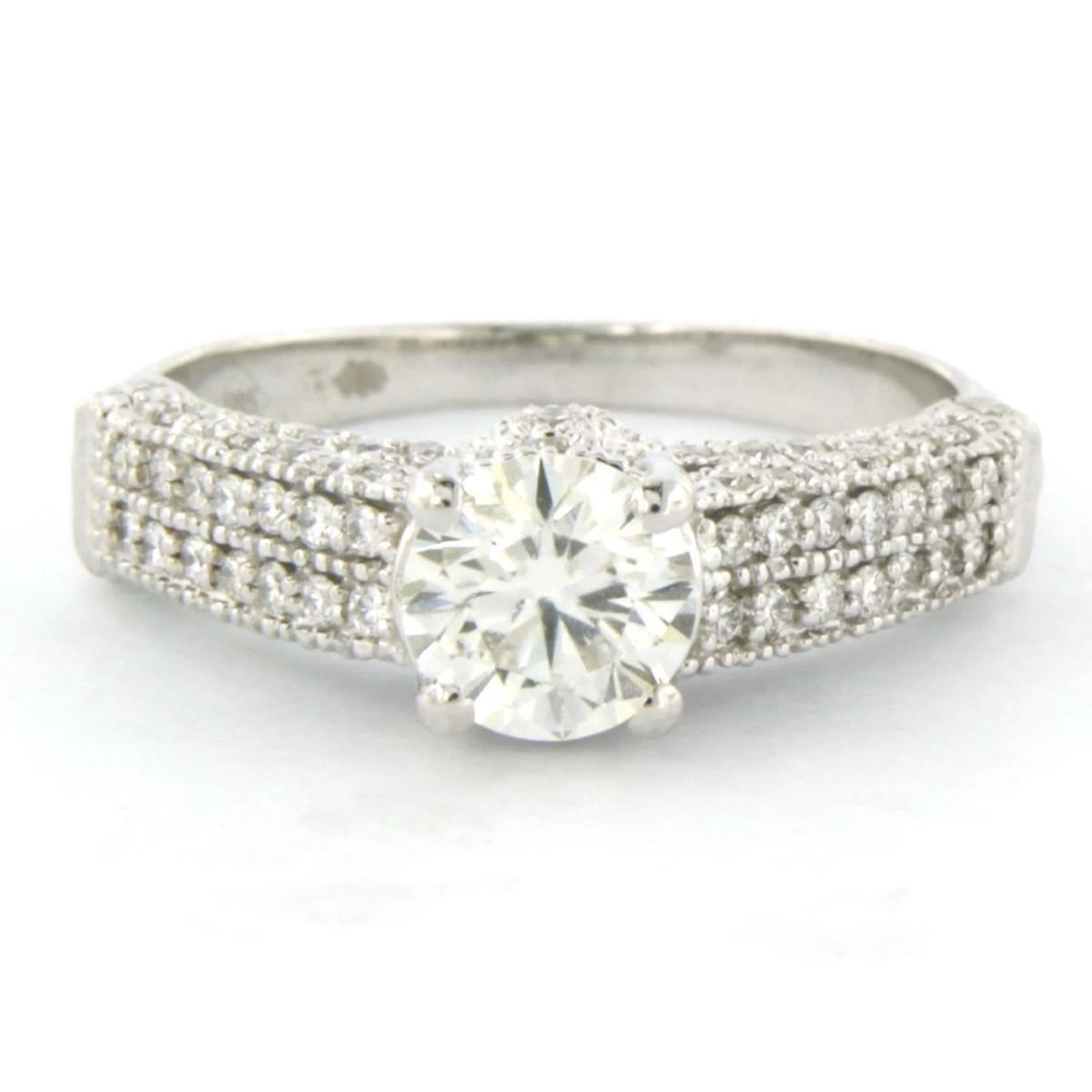 HDR certificate Ring with brilliant cut diamonds up to 1.33ct 14k white gold For Sale 5