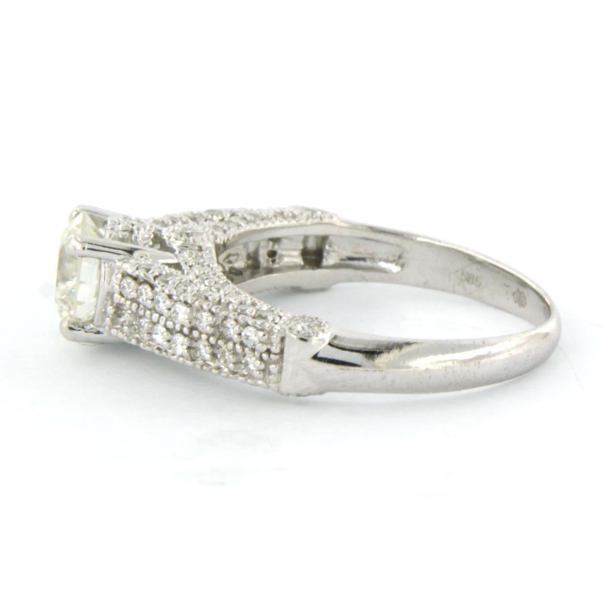 Women's or Men's HDR certificate Ring with brilliant cut diamonds up to 1.33ct 14k white gold For Sale