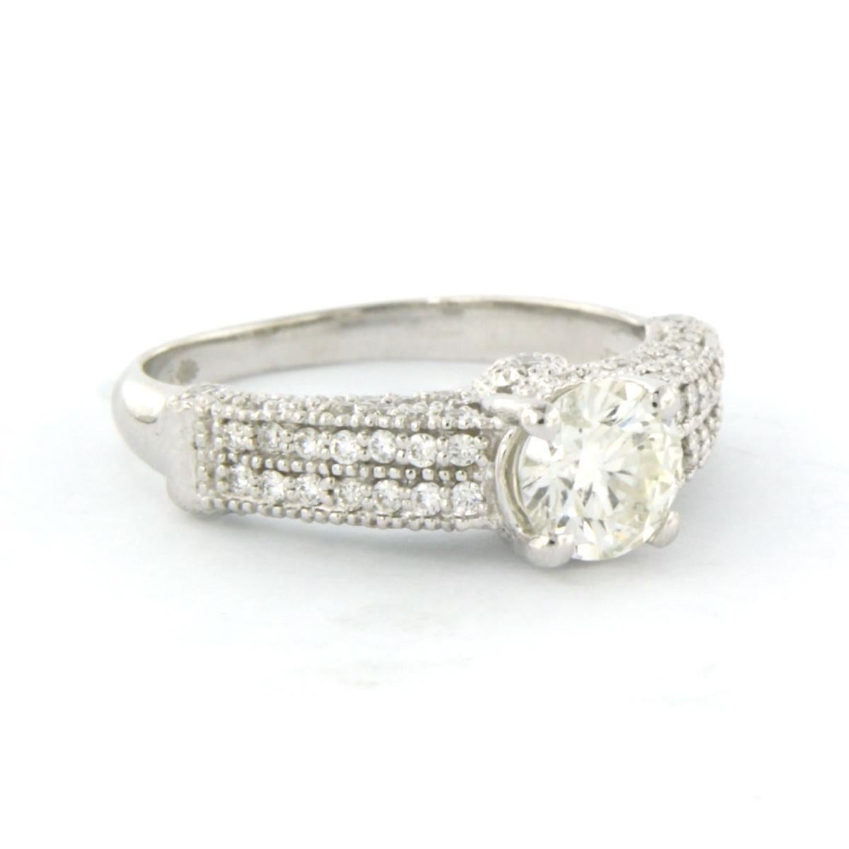HDR certificate Ring with brilliant cut diamonds up to 1.33ct 14k white gold For Sale 2