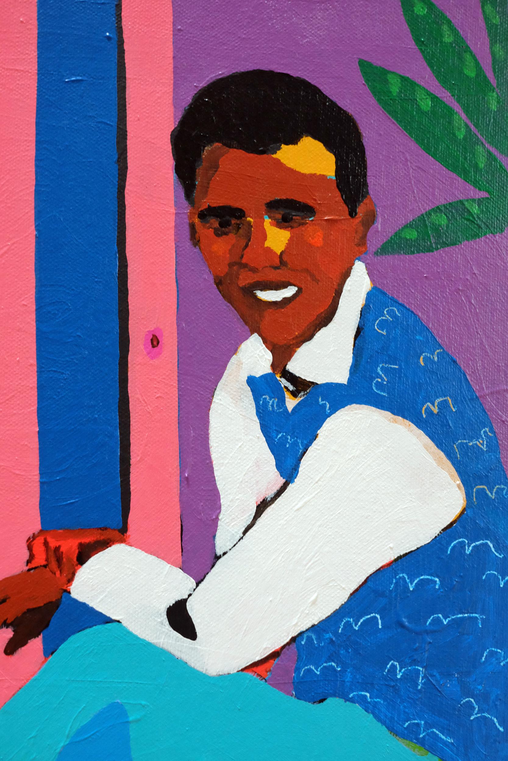 Modern 'He Had His Father's Jeans' Portrait Painting by Alan Fears Pop Art For Sale