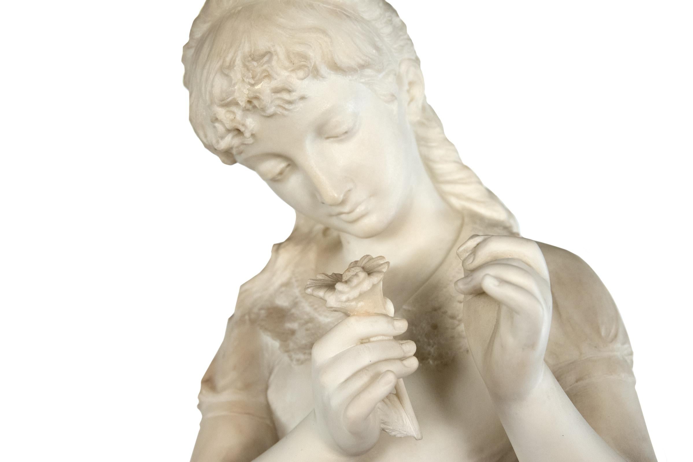 He Loves Me, He Loves Me Not by Orazio Andreoni, circa 1885 In Good Condition For Sale In Salt Lake City, UT
