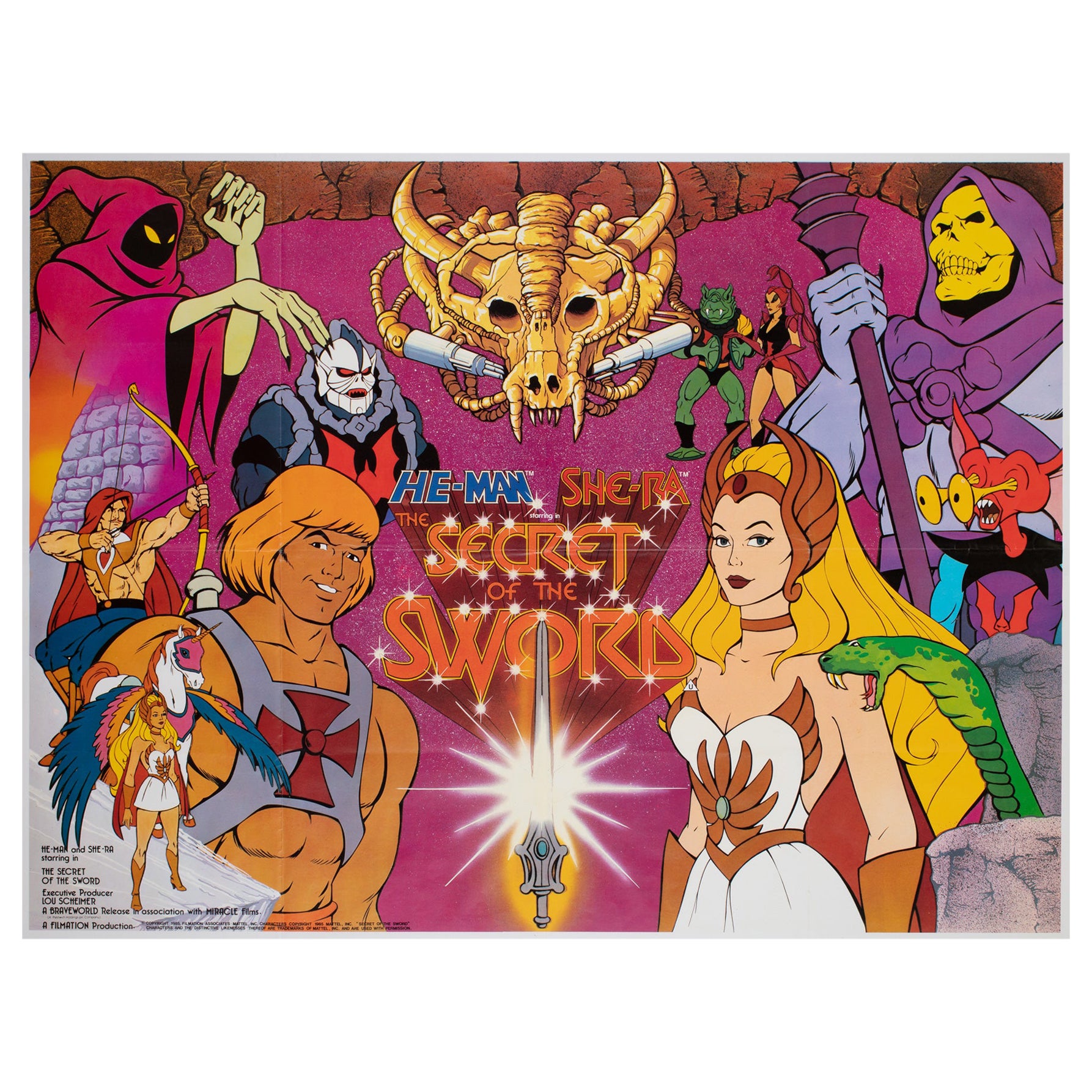 Affiche du film Uk Quad « He-Man & She-Ra the Secret of the Sword » (Le secret de la épée), 1985 en vente