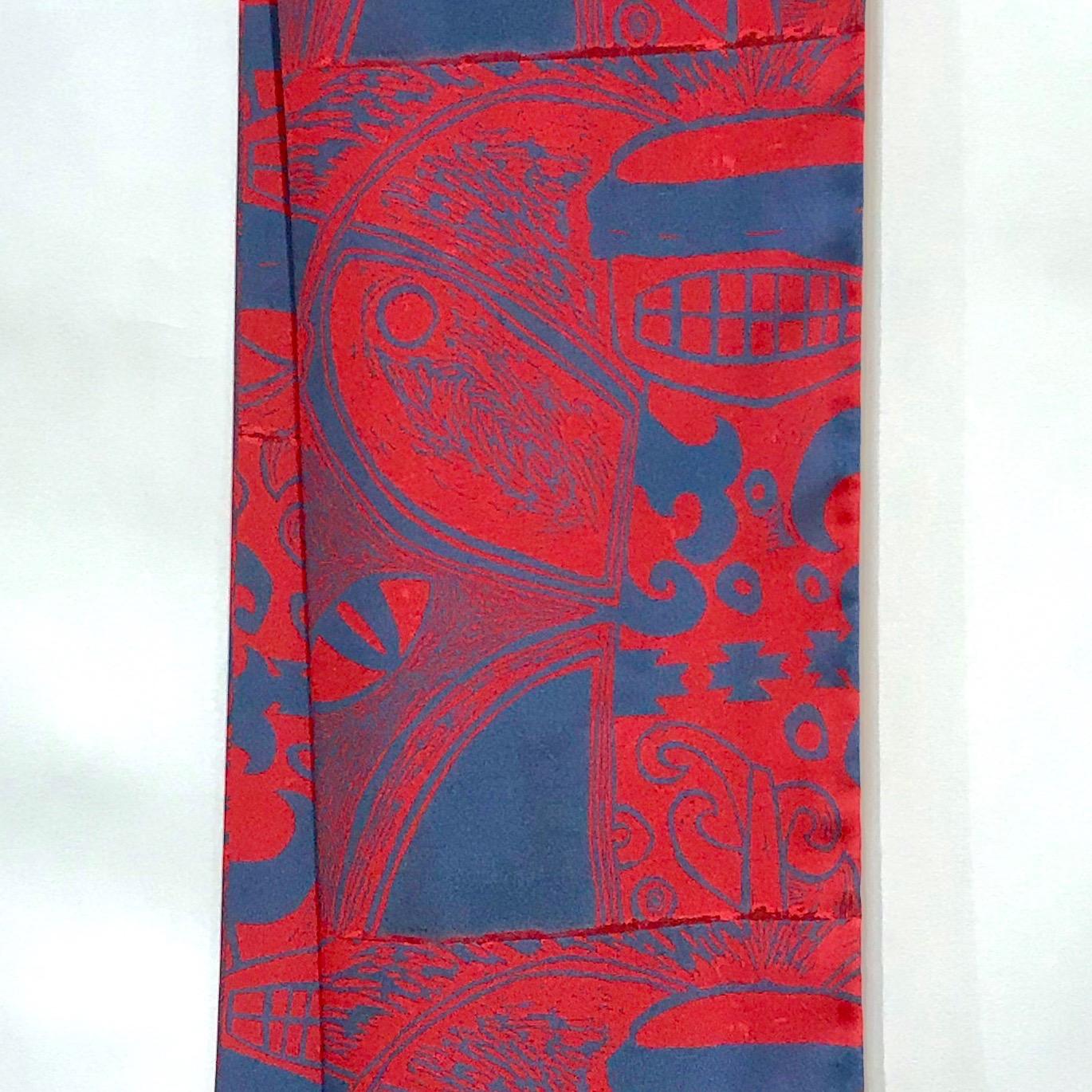 Pink He Sees, scarf, by Melanie Yazzie, bee, red, blue, artist designed, Navajo  For Sale