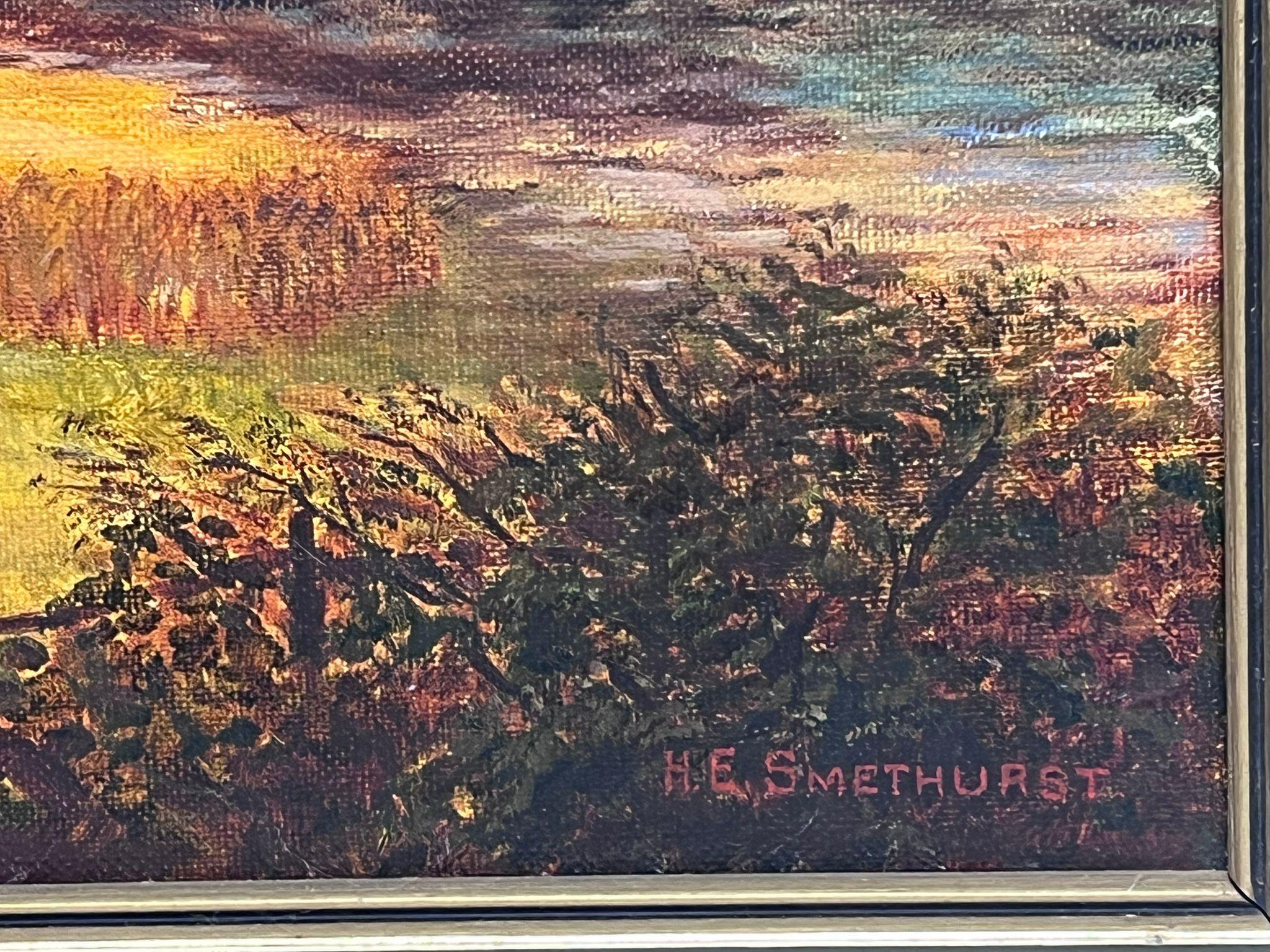 The Harvest Workers Irish Mountain Landscape Signed Oil Painting  For Sale 1