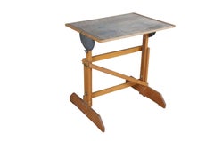 H.E. Smith Company Oak Adjustable Trestle Base Drafting Easel Drawing Table
